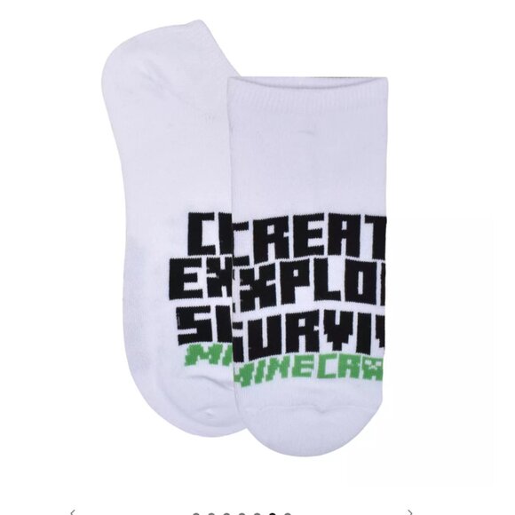 MINECRAFT 6 Pack Travel No-Show Socks Green Creeper NEW - Picture 6 of 7